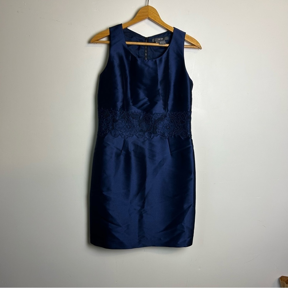 PER SE Sheath Dress Navy Blue Mother of the bride size 4 old Money